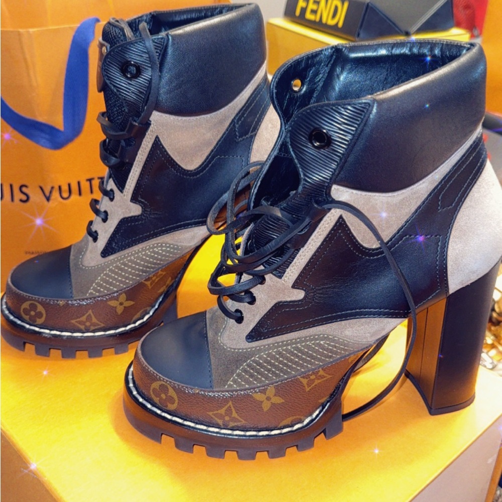 Louis Vuitton Women's High Heel Boots - Black and Brown